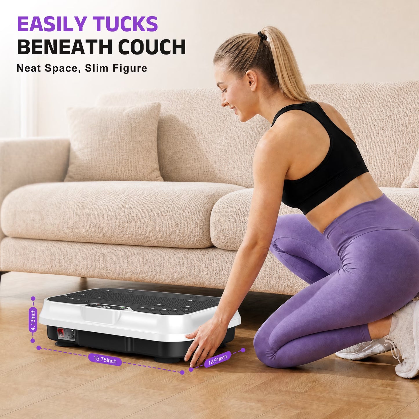 Whole Body Vibration Exercise Machine with LCD Display - Fitness Platform in White