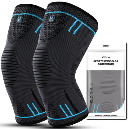 Compression Knee Support Sleeve - Elastic and Breathable Knee Brace for Sports, Gym, Basketball, Volleyball, and Running