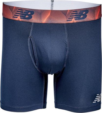 New Balance Men's Performance Boxer Briefs with Fly - Breathable Stretch Underwear, Moisture-Wicking, Soft Waistband (3-Pack)