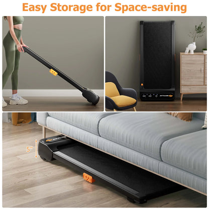 Under-Desk Walking Pad Treadmill with Remote Control and LED Touch Screen for Home and Office Use