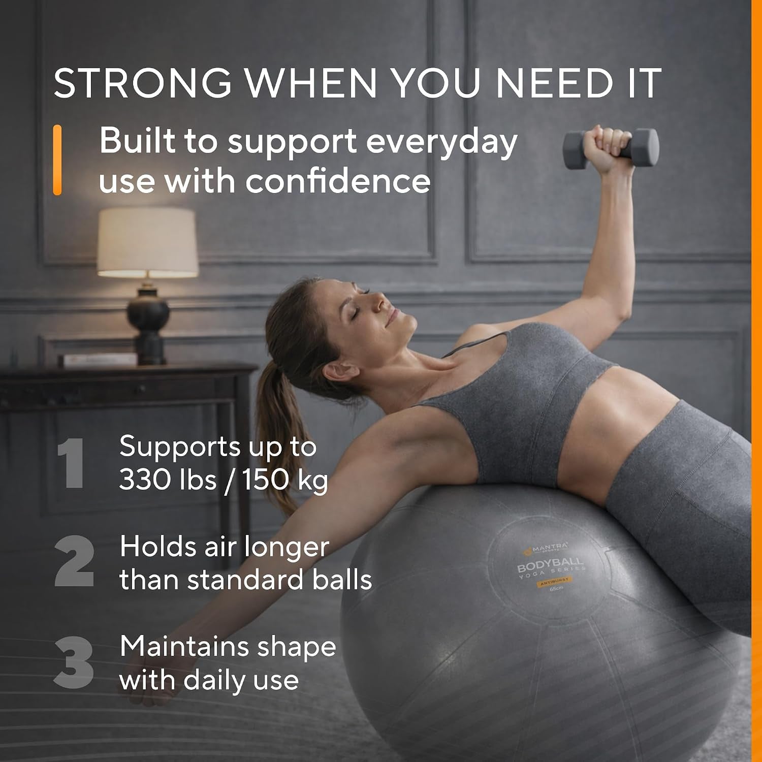 Professional Exercise Ball for Yoga, Pilates, and Fitness - Ideal for Pregnancy, Stability, Core Strength, Balance Therapy, and Home Gym Use - Includes Fast Pump
