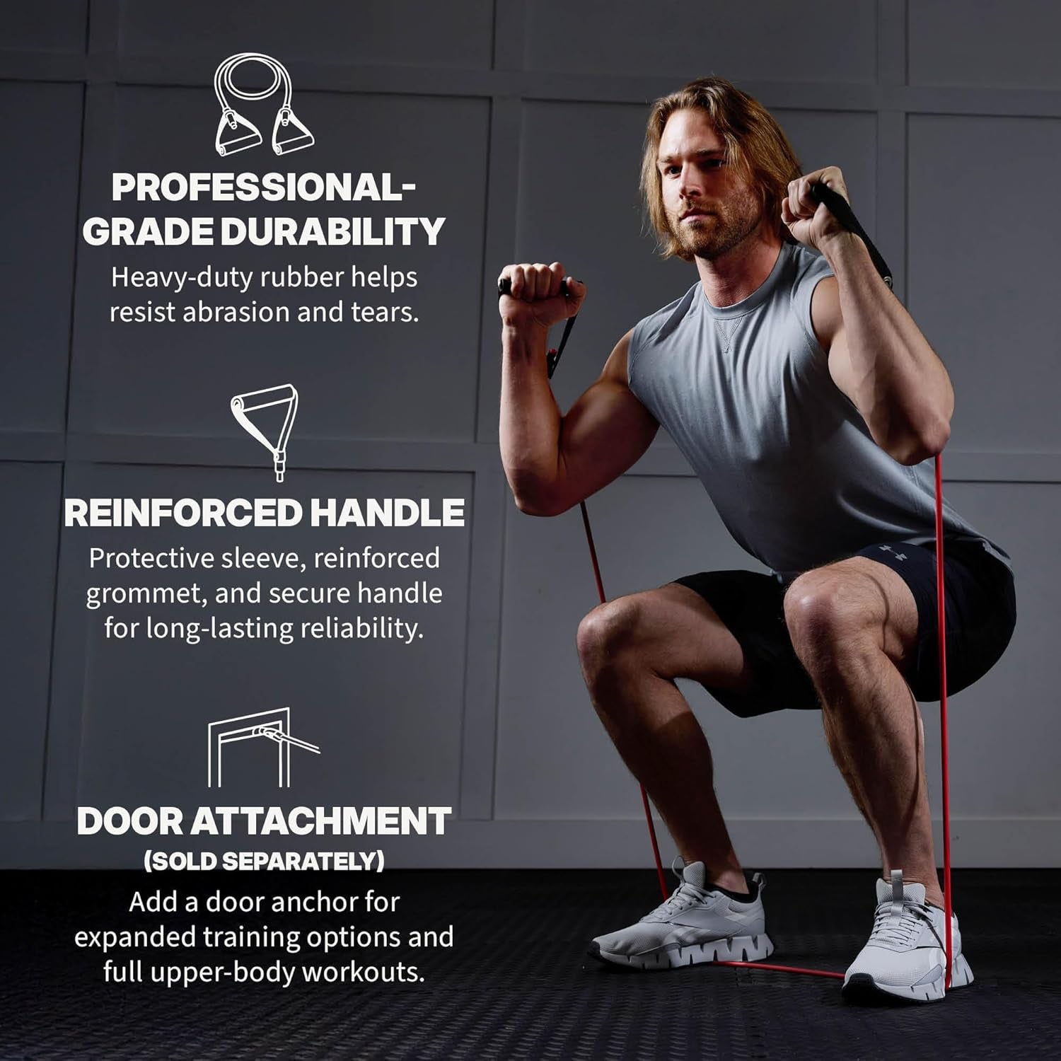 Xertube Resistance Bands with Handles - Individual Exercise Cords Available, Featuring Home Gym Workout Fitness Door Anchor Attachment Option