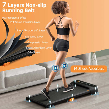 Under-Desk Walking Pad Treadmill with Remote Control and LED Touch Screen for Home and Office Use