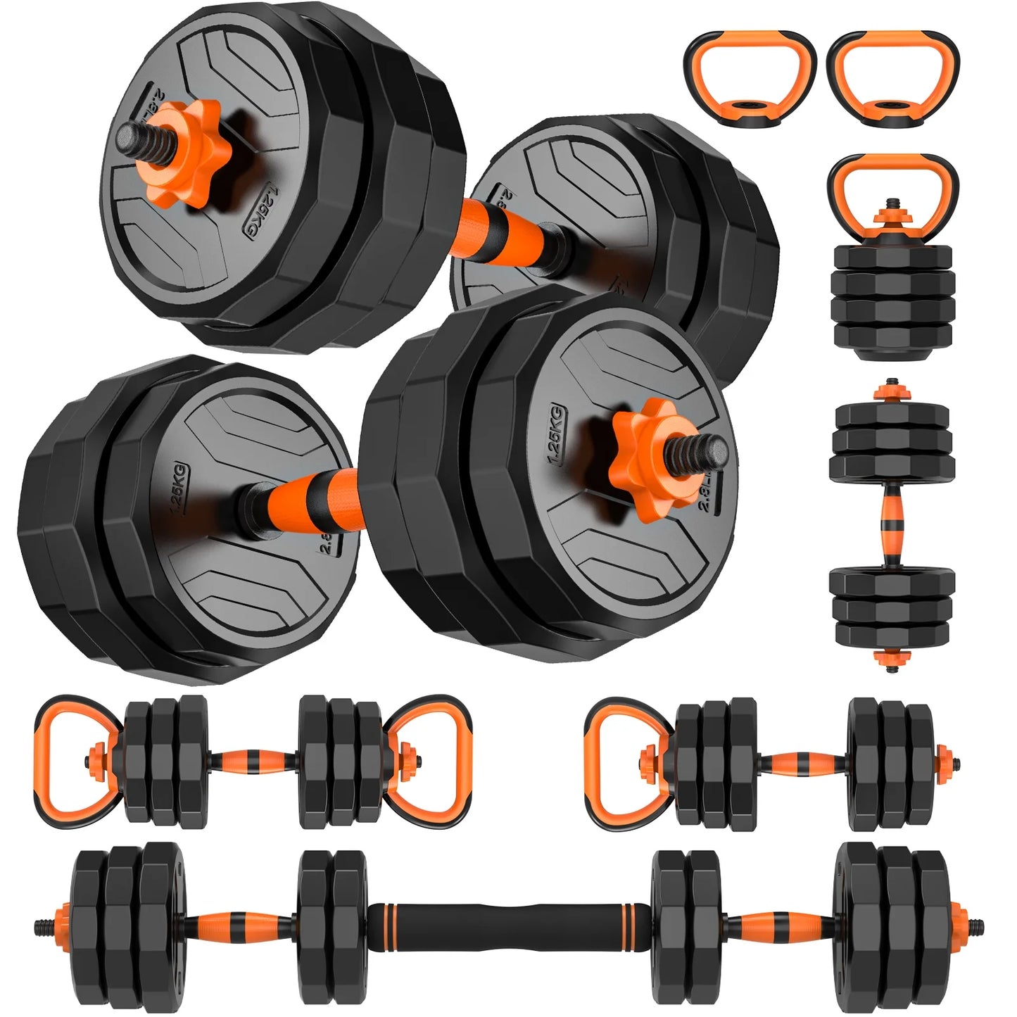 44 lb 4-in-1 Adjustable Dumbbell Set with Connector for Versatile Home Gym Workouts - Suitable for Men and Women