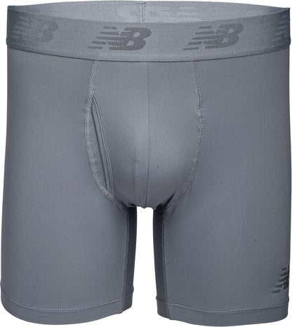 New Balance Men's Performance Boxer Briefs with Fly - Breathable Stretch Underwear, Moisture-Wicking, Soft Waistband (3-Pack)