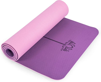 Eco-Friendly Non-Slip Yoga Mat - 1/4" Thick Pilates and Fitness Exercise Mat for Women with Carrying Sling and Storage Bag