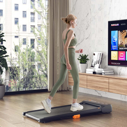 Under-Desk Walking Pad Treadmill with Remote Control and LED Touch Screen for Home and Office Use