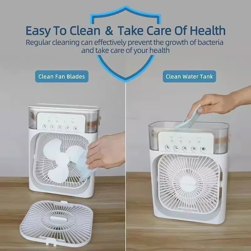 3-in-1 Portable Air Conditioner and Humidifier with LED Night Light for Home and Office Use