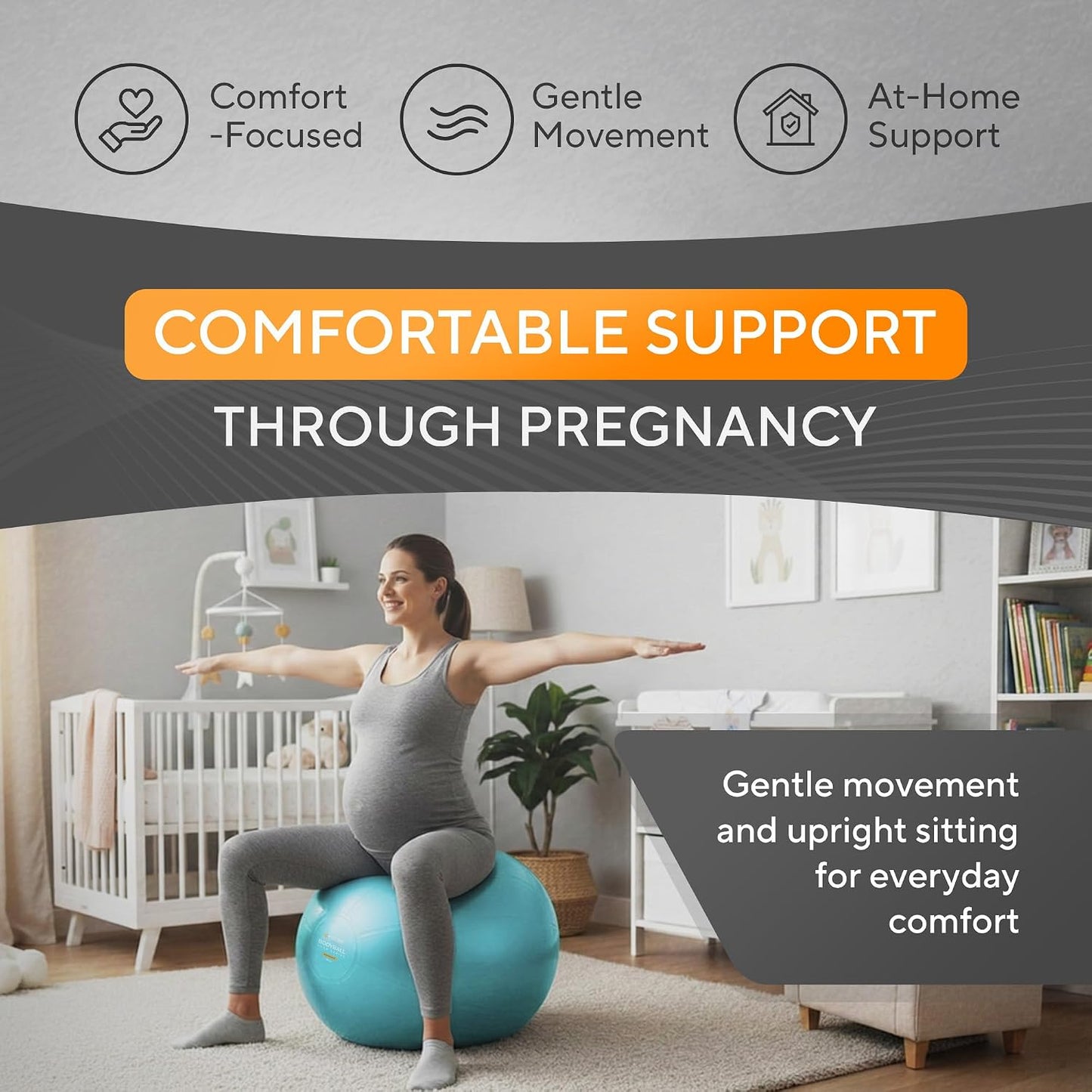 Professional Exercise Ball for Yoga, Pilates, and Fitness - Ideal for Pregnancy, Stability, Core Strength, Balance Therapy, and Home Gym Use - Includes Fast Pump
