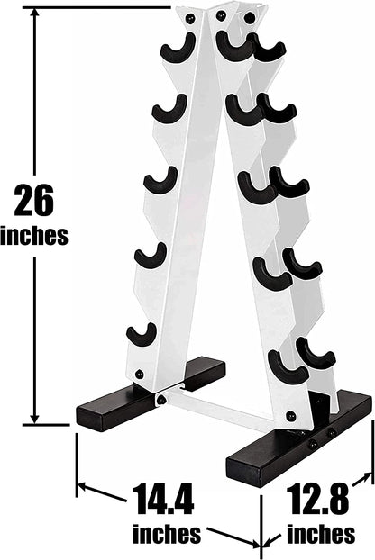 Rubber Coated Hex Dumbbell Set (5-25 lbs) with Storage Rack - Non-Slip Design for Muscle Toning, Strength Training, and Weight Management - Various Options Available