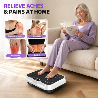 Whole Body Vibration Exercise Machine with LCD Display - Fitness Platform in White