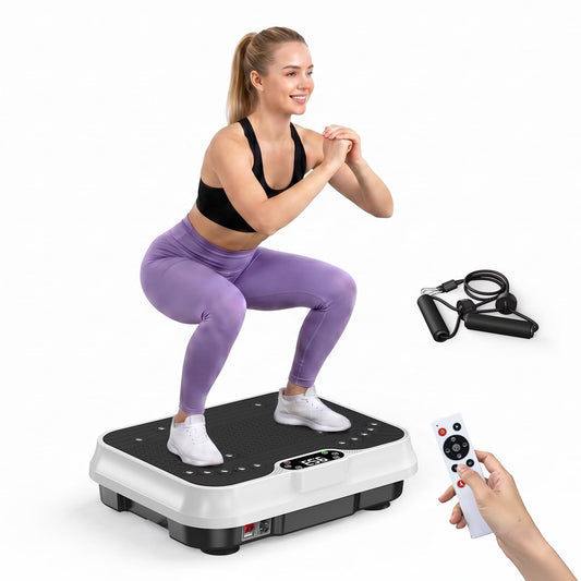 Whole Body Vibration Exercise Machine with LCD Display - Fitness Platform in White
