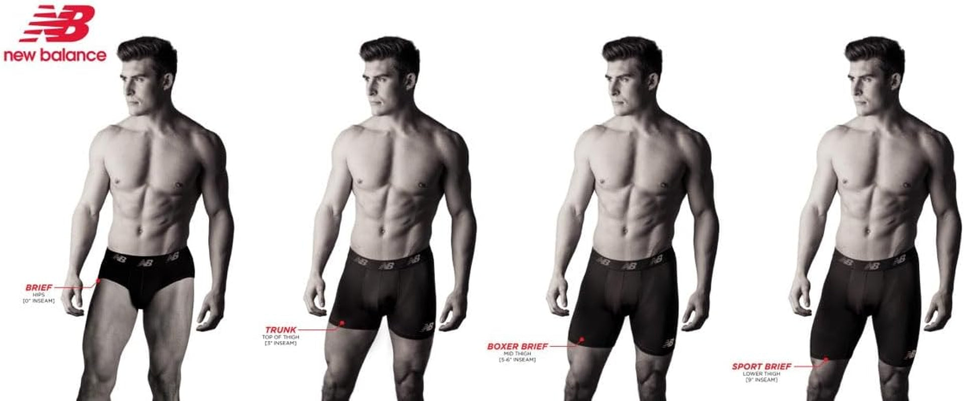 New Balance Men's Performance Boxer Briefs with Fly - Breathable Stretch Underwear, Moisture-Wicking, Soft Waistband (3-Pack)