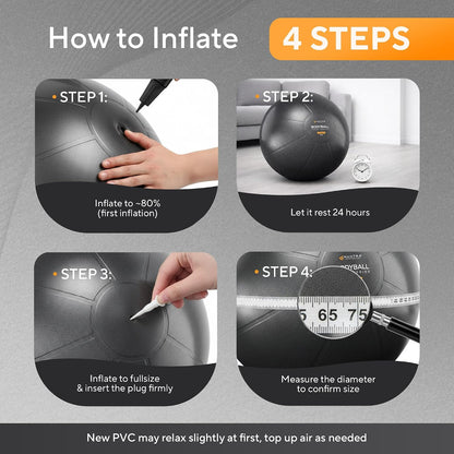 Professional Exercise Ball for Yoga, Pilates, and Fitness - Ideal for Pregnancy, Stability, Core Strength, Balance Therapy, and Home Gym Use - Includes Fast Pump