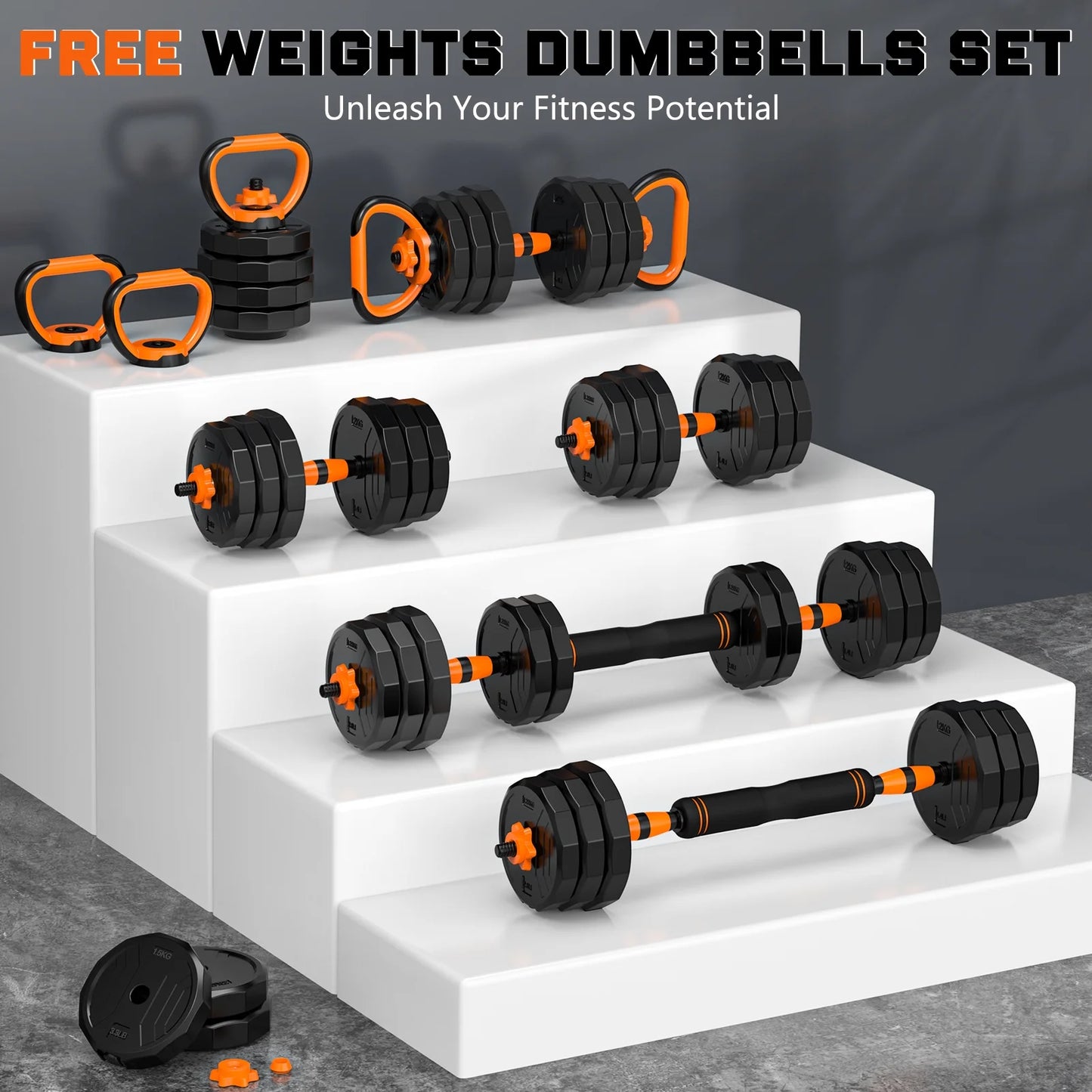 44 lb 4-in-1 Adjustable Dumbbell Set with Connector for Versatile Home Gym Workouts - Suitable for Men and Women