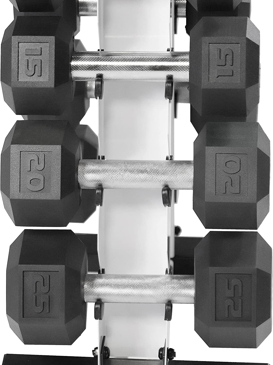Rubber Coated Hex Dumbbell Set (5-25 lbs) with Storage Rack - Non-Slip Design for Muscle Toning, Strength Training, and Weight Management - Various Options Available