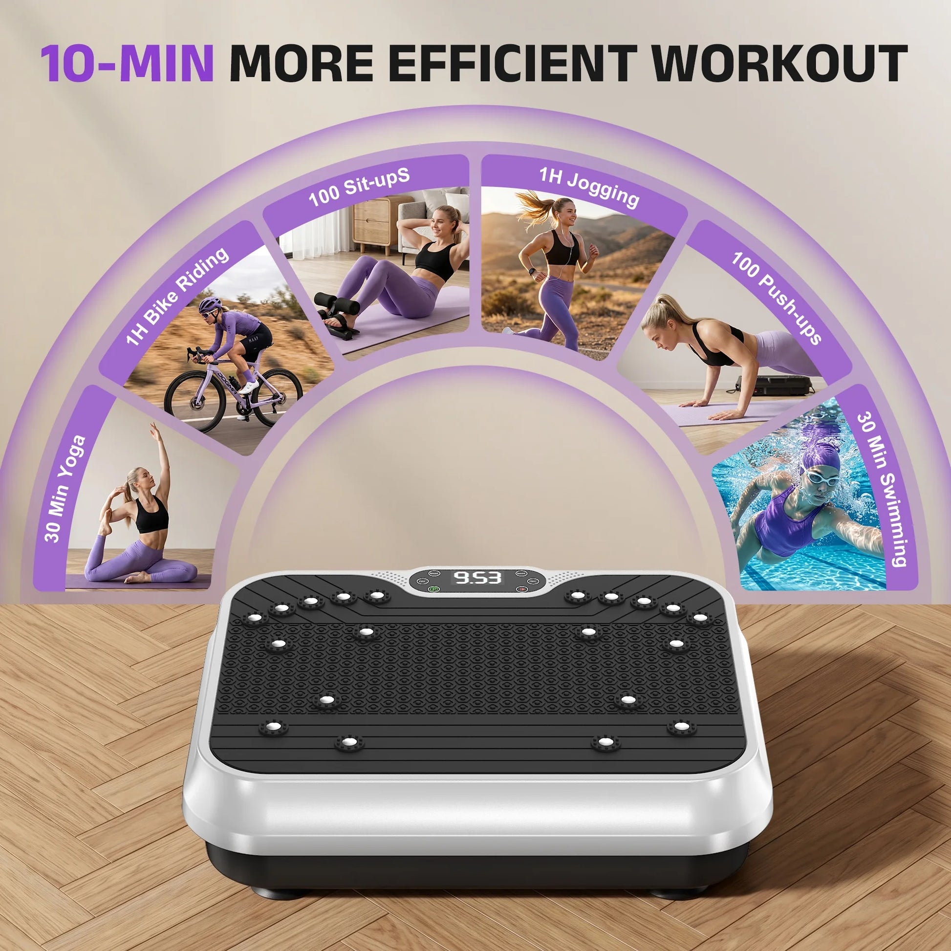 Whole Body Vibration Exercise Machine with LCD Display - Fitness Platform in White