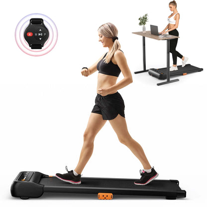 Under-Desk Walking Pad Treadmill with Remote Control and LED Touch Screen for Home and Office Use