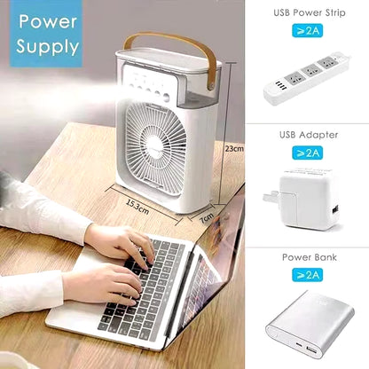 3-in-1 Portable Air Conditioner and Humidifier with LED Night Light for Home and Office Use